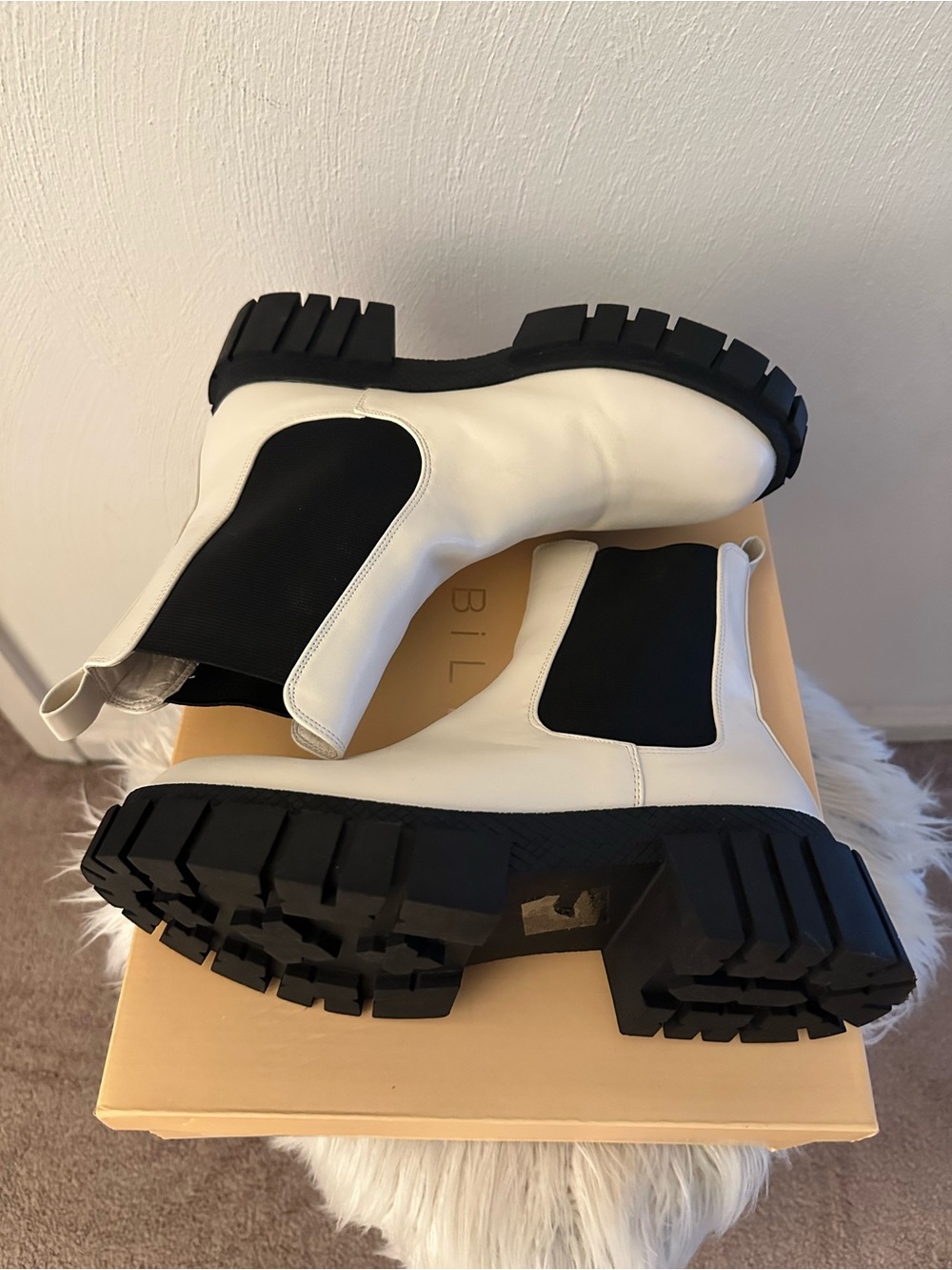 Bill I I Kaiden Lug Boot in White and Black - Women's Fashion Boot 8!